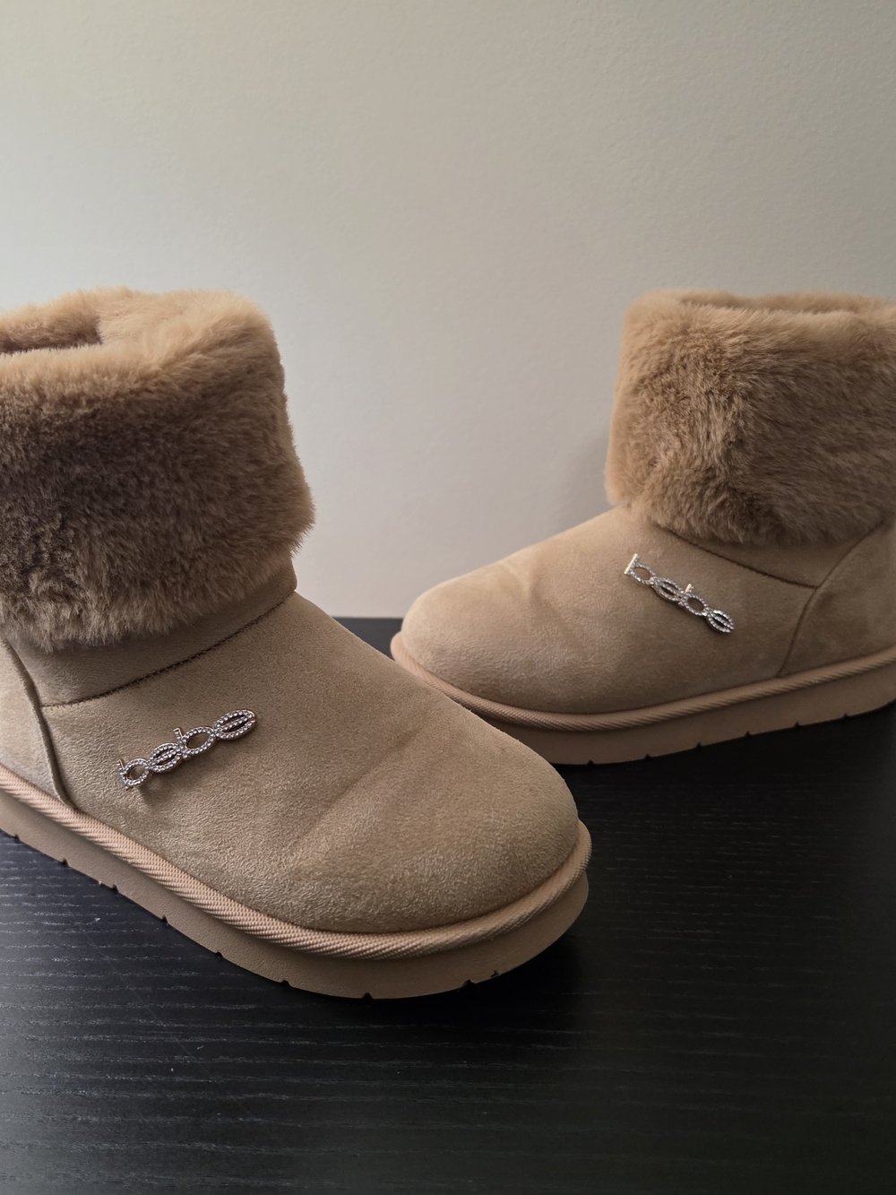 bebe Kids Tan Faux-Fur Booties